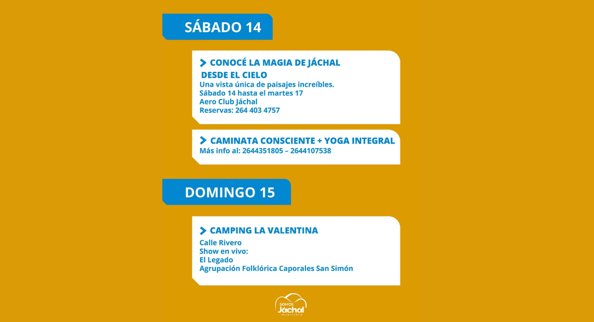 Jáchal presenta una agenda completa para disfrutar el fin de semana largo Jáchal presenta una agenda completa para disfrutar el fin de semana largo