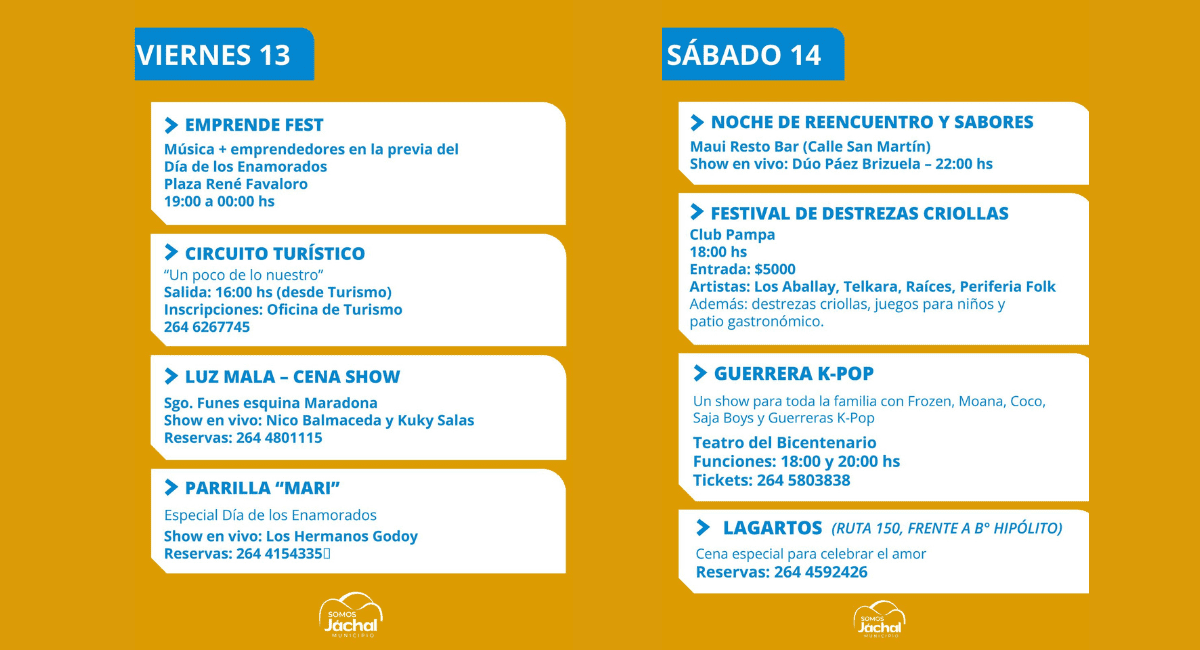 Jáchal presenta una agenda completa para disfrutar el fin de semana largo