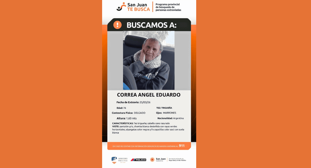 San Juan busca intensamente a Ángel Eduardo Correa de 76 años San Juan busca intensamente a Ángel Eduardo Correa de 76 años