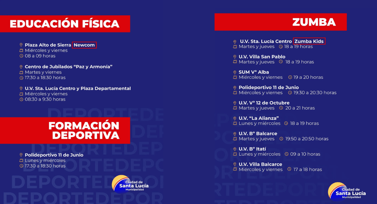 Santa Lucía lanzó actividades deportivas gratuitas en los barrios.