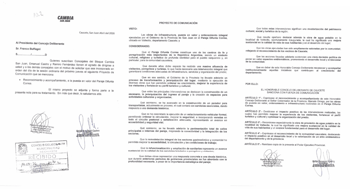 Caucete: concejales impulsan un proyecto para reconocer las obras ejecutadas en el Paraje Difunta Correa Caucete: concejales impulsan un proyecto para reconocer las obras ejecutadas en el Paraje Difunta Correa