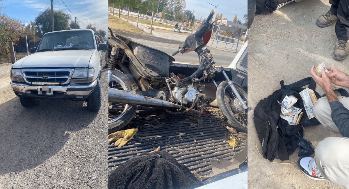 9 DE JULIO: Caen cuatro detenidos con droga y una moto robada en Ruta 241.