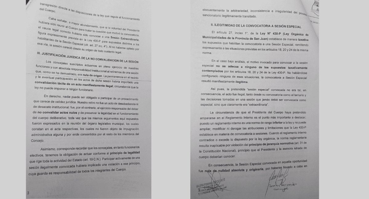 Tormenta política en Sarmiento: dos concejales impugnaron su suspensión, la tildaron de "arbitraria" y amenazan con ir a la Justicia