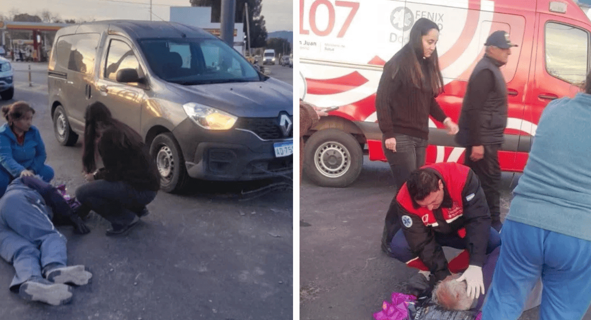 Ingreso a Caucete: un motociclista salió despedido tras chocar contra una camioneta
