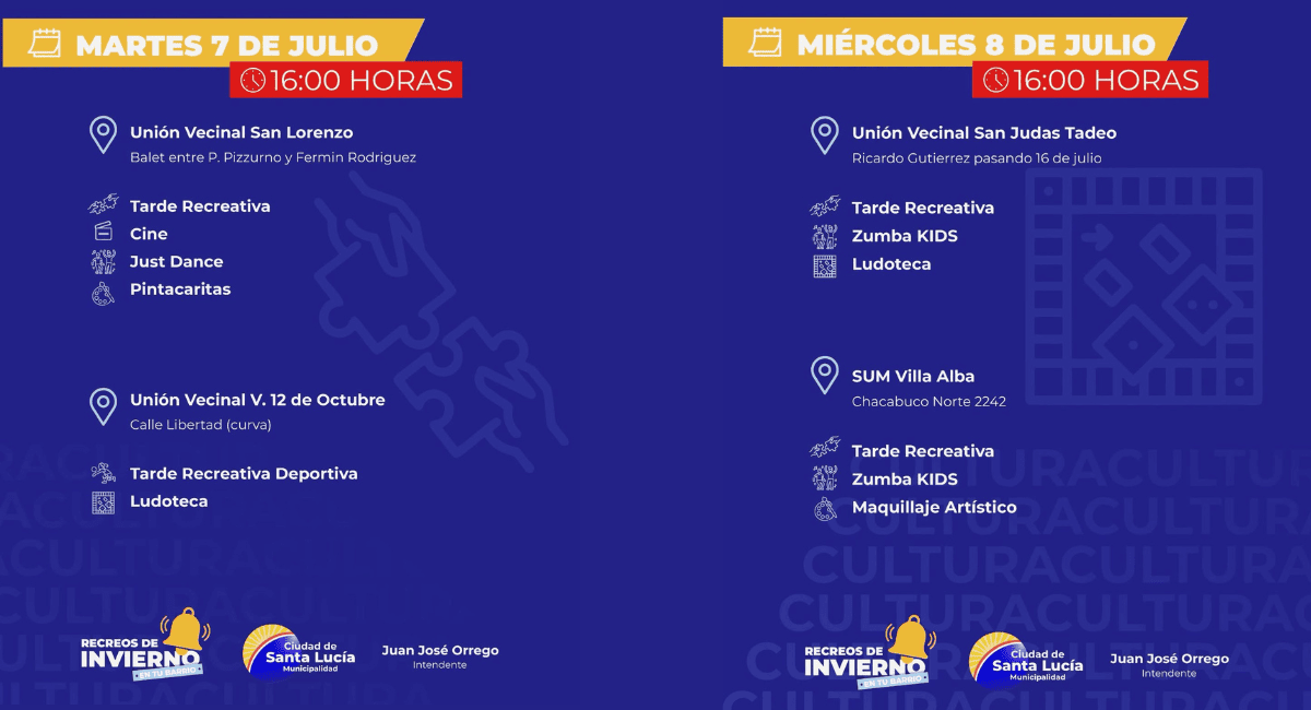 Santa Lucía lanzó los "Recreos de Invierno 2026" con actividades barriales gratuitas Santa Lucía lanzó los "Recreos de Invierno 2026" con actividades barriales gratuitas