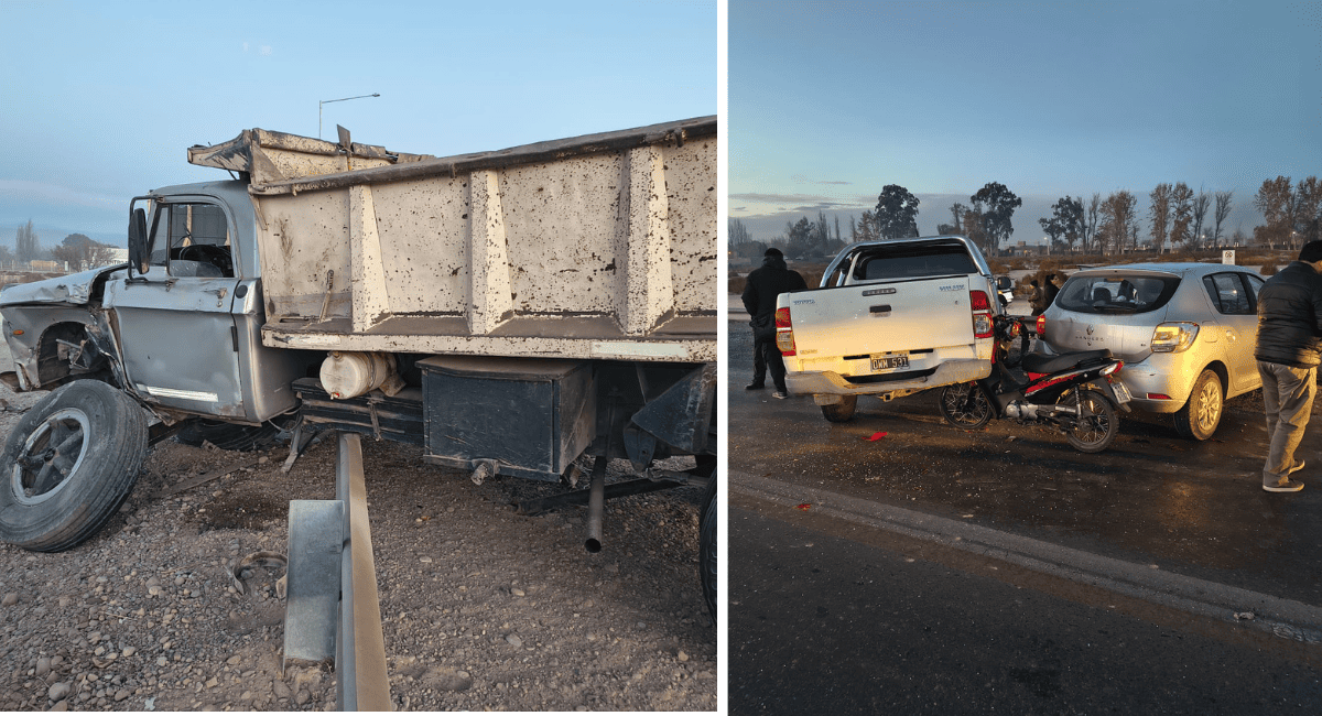 Violento choque en cadena en Ruta 20: una camioneta se cruzó de carril y desató el caos en Santa Lucía