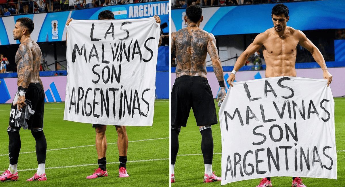 «Las Malvinas son argentinas»: la bandera que exhibió la Scaloneta en Atlanta