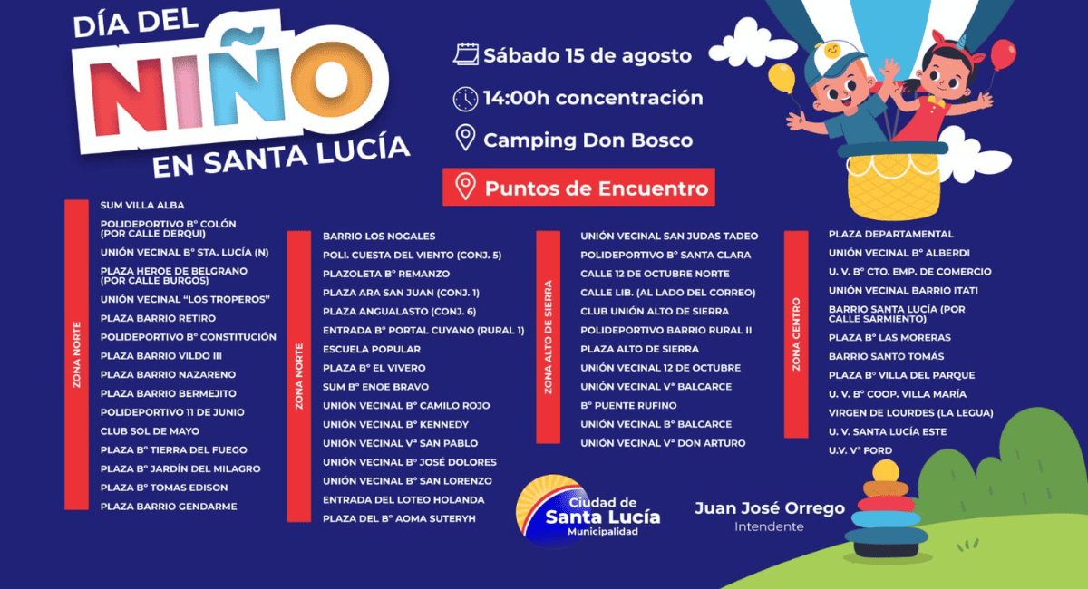 Santa Lucía prepara una gran fiesta familiar por el Día del Niño Santa Lucía prepara una gran fiesta familiar por el Día del Niño