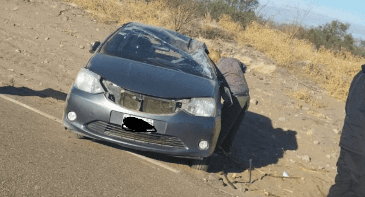 Docente herida tras un vuelco en Valle Fértil: un animal habría causado el accidente